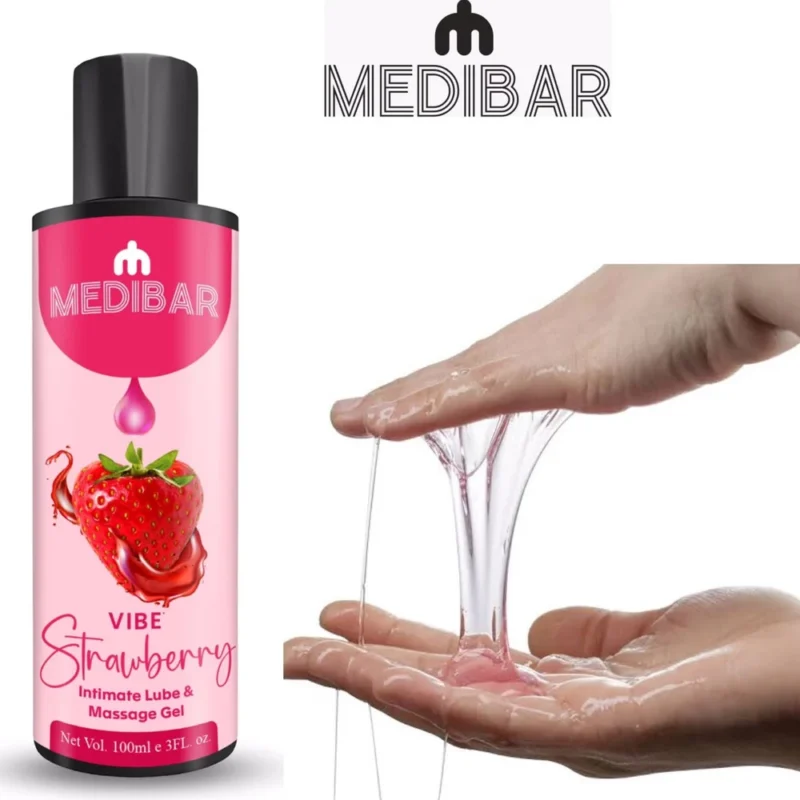 Natural Lubricant and Massage Gel For Men Women (Strawberry Flavour) Lubricant Medibar Gel - Image 2