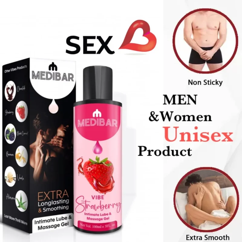 Natural Lubricant and Massage Gel For Men Women (Strawberry Flavour) Lubricant Medibar Gel