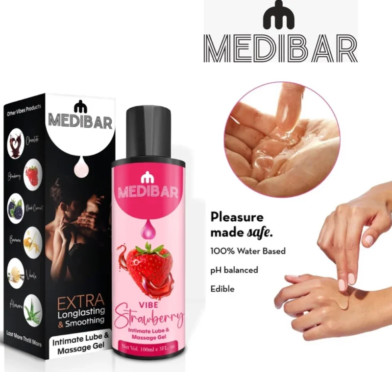 Natural Lubricant and Massage Gel For Men Women (Strawberry Flavour) Lubricant Medibar Gel - Image 5